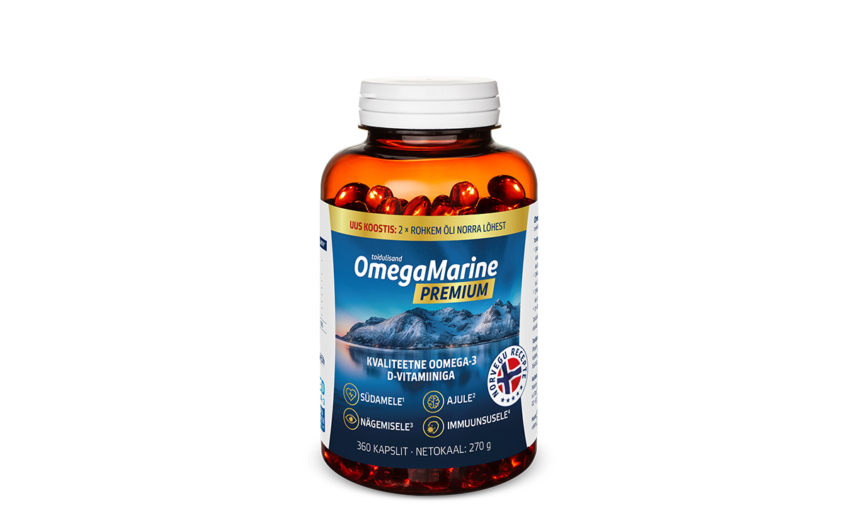 Toidulisandite komplekt: tasuta Melatoniin une parandamiseks ja OmegaMarine™ Premium Omega-3 ja D-vitamiiniga, Norra retsepti järgi, soodushinnaga -25%.