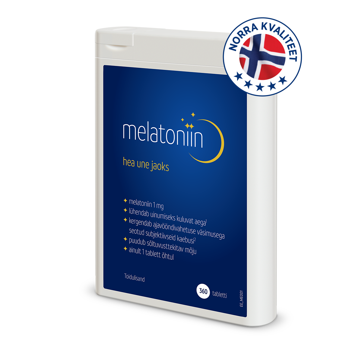 Melatoniini sisaldava toidulisandi pakend – 360 tabletti.